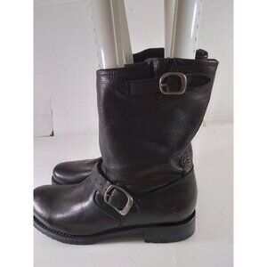 Frye Boots Veronica Black Leather Buckled Women's Sz 10B EUC